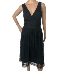 Maggy London Sequin Embellished Lace Babydoll Formal Party Dress 14 Fairy‎ Y2K